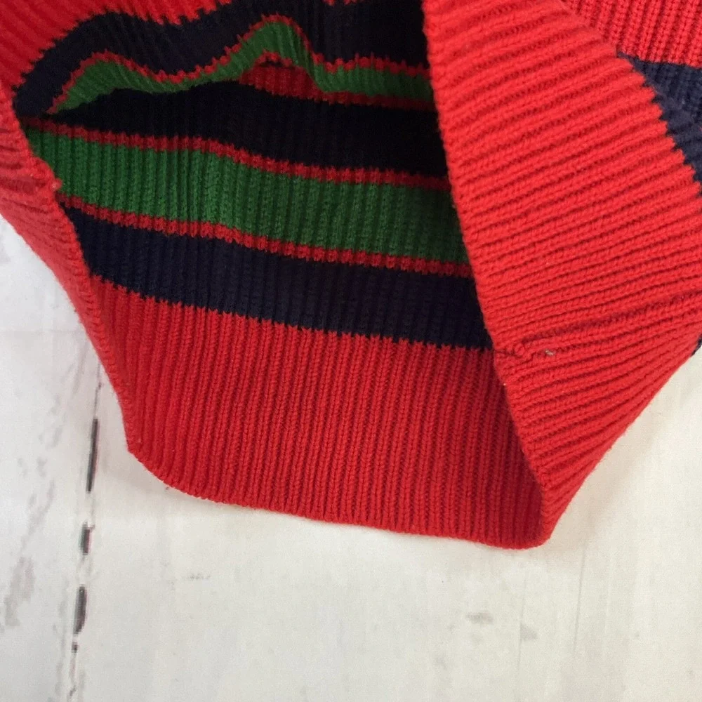 Vintage 80s Izod Lacoste‎ Sweater Kids Sz 6 Red Cable Knit V-Neck Acrylic